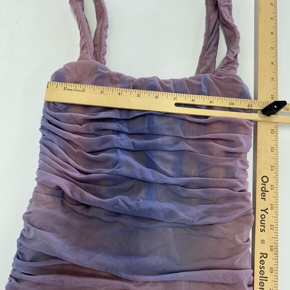 Nookie Dress Womens Medium Blue Purple Vision Midi Mesh Corset Square Neck - Picture 8 of 11